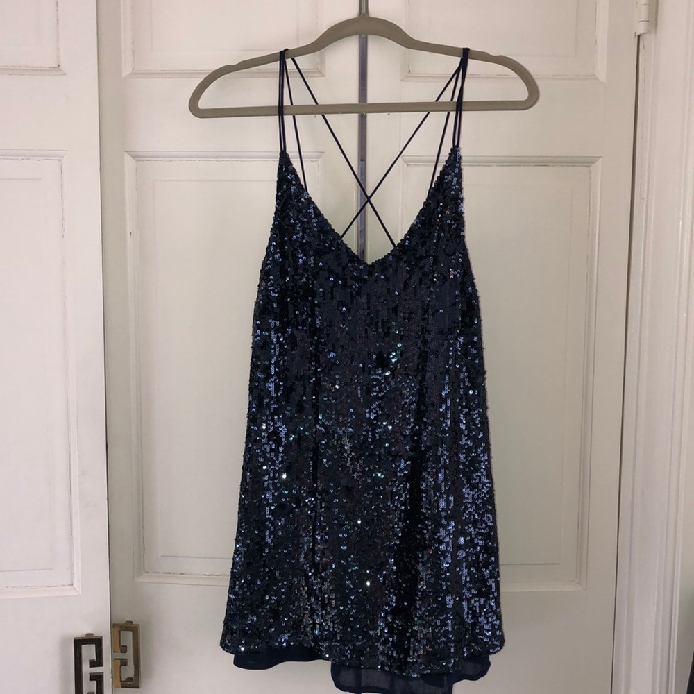NWOT Free People Navy Sequin Dress Size XS